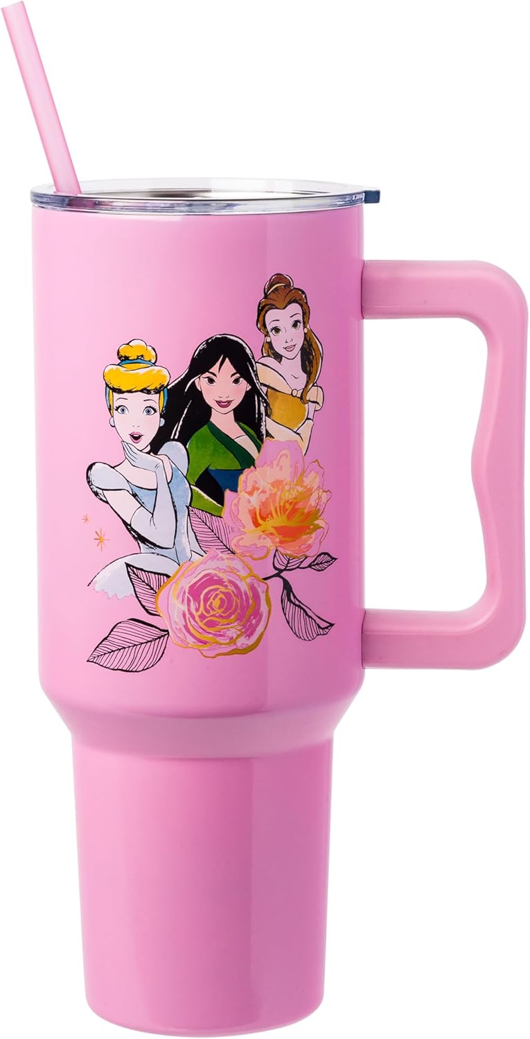 Silver Buffalo Disney Princess - Vaso de acero inoxidable de doble...