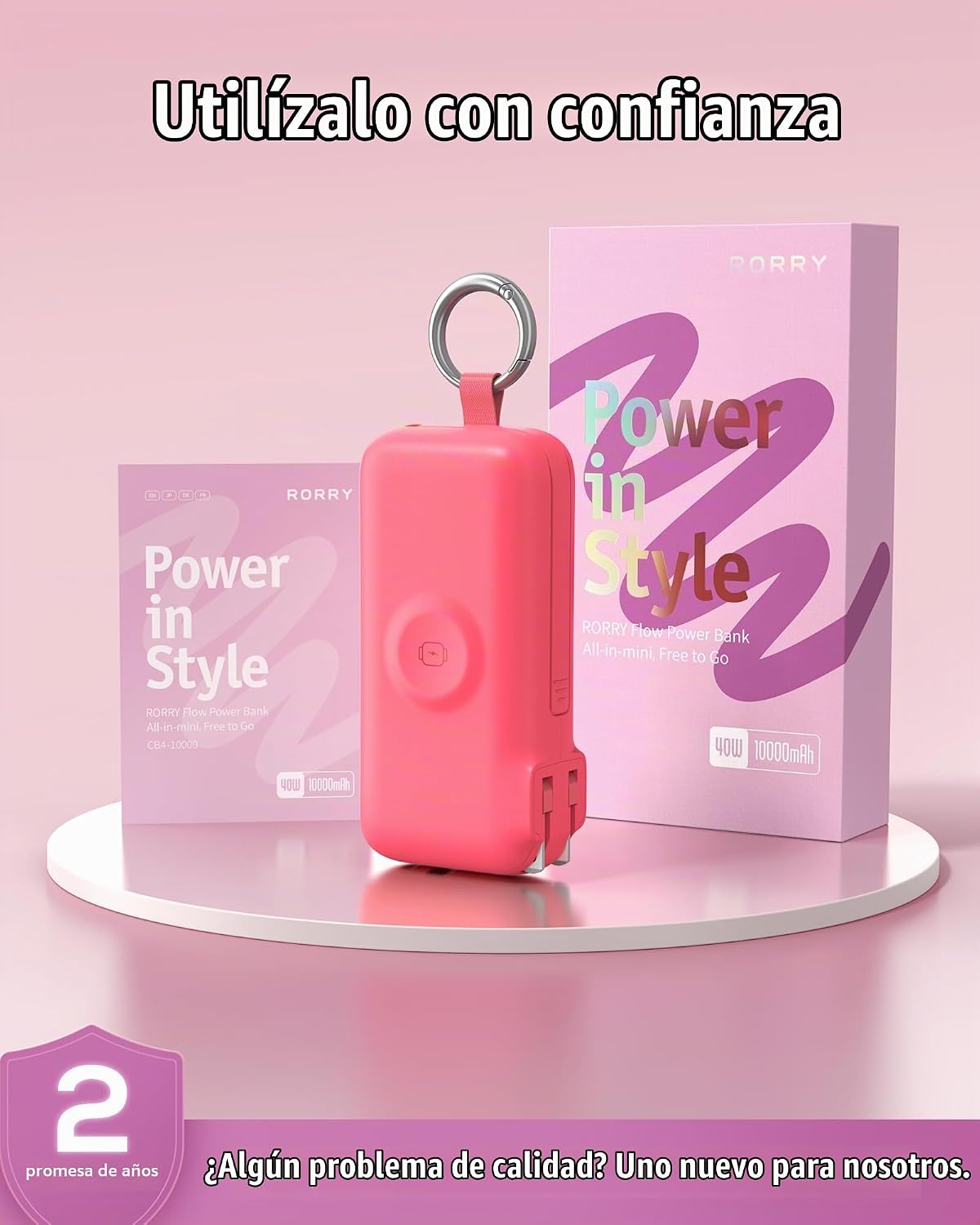 RORRY Cargador portátil de flujo 10000mAh 40W enchufe de pared Banc...