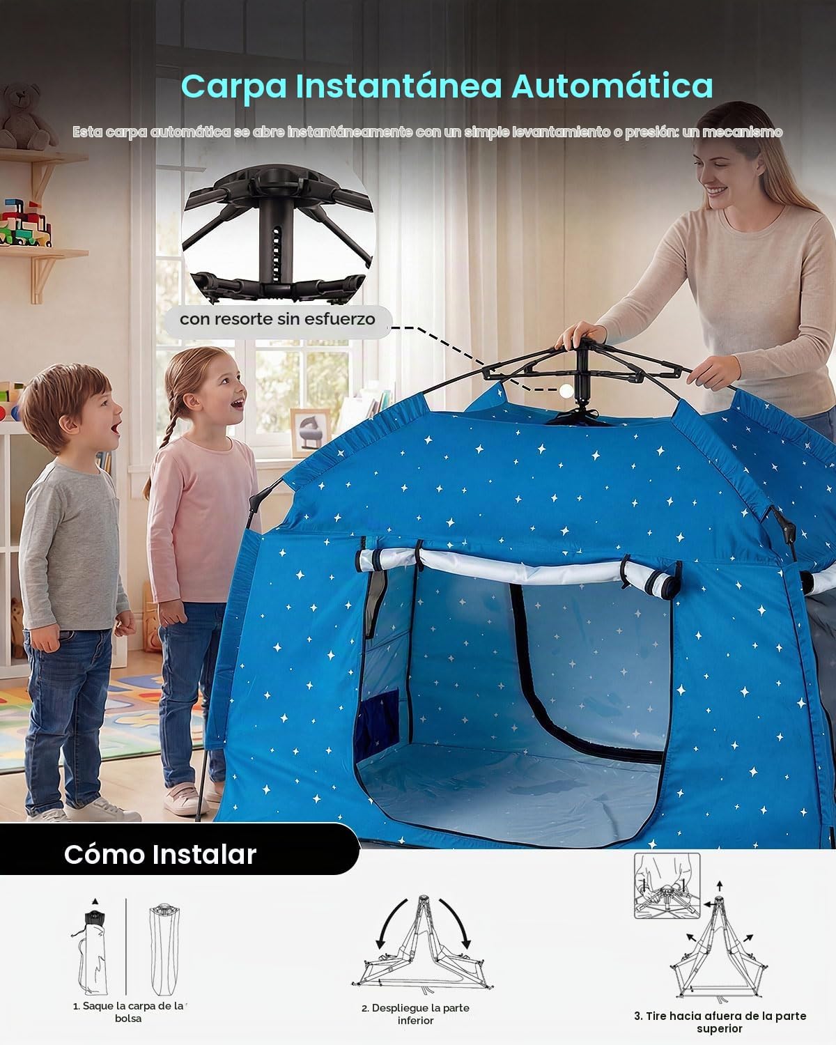 Tienda de campaña para niños, casa de juegos portátil para niños, f...
