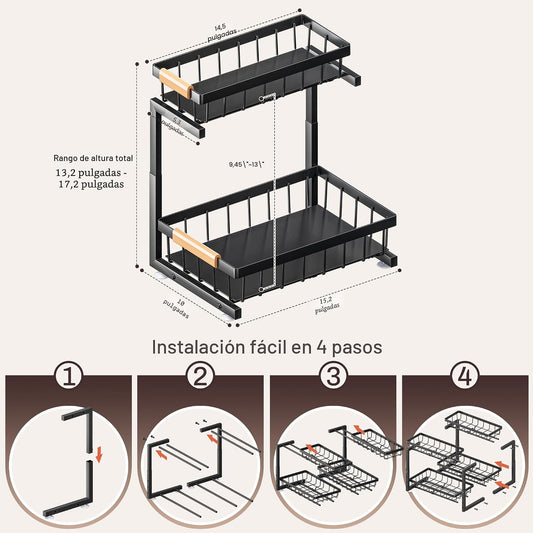 ADBIU Organizador para debajo del fregadero, paquete de 2 unidades...