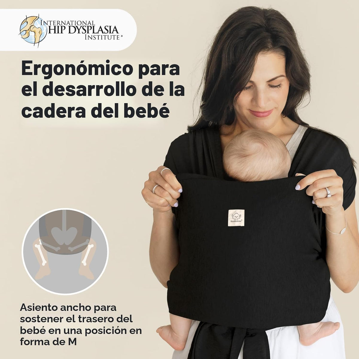 KeaBabies D-Lite - Portabebés portabebés (moda negro) | Fácil de ll...