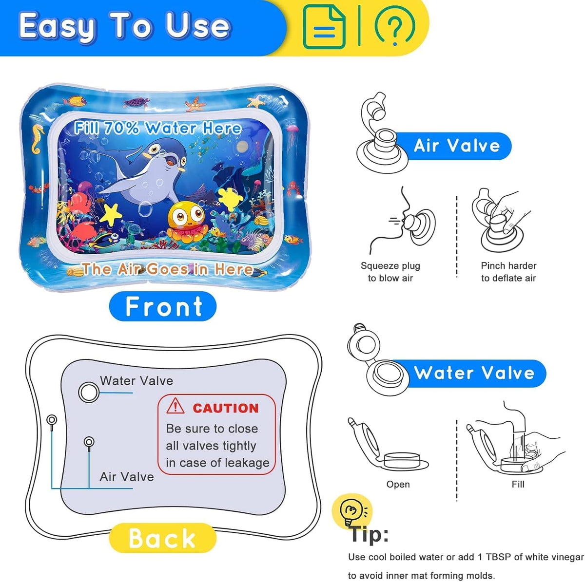 Estera Infinno para tiempo de barriga con agua sensorial para bebés...