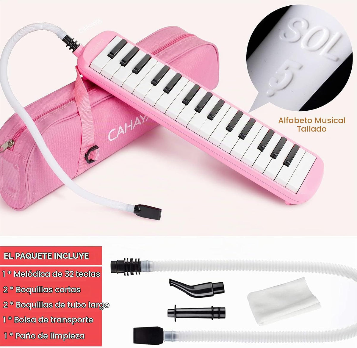 CAHAYA Melodica CY0050-3 - Boquilla de 32 teclas de doble tubo, tec...