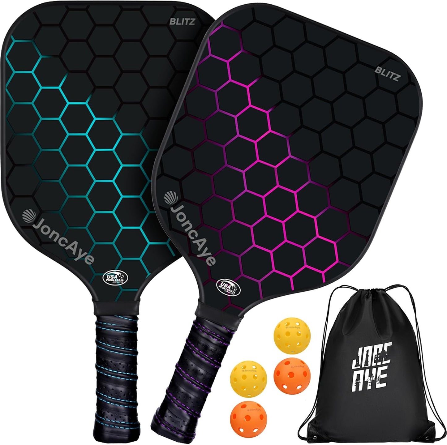 JoncAye Pickleball Paddles Juego de 4 o 2, raquetas de fibra de vid...