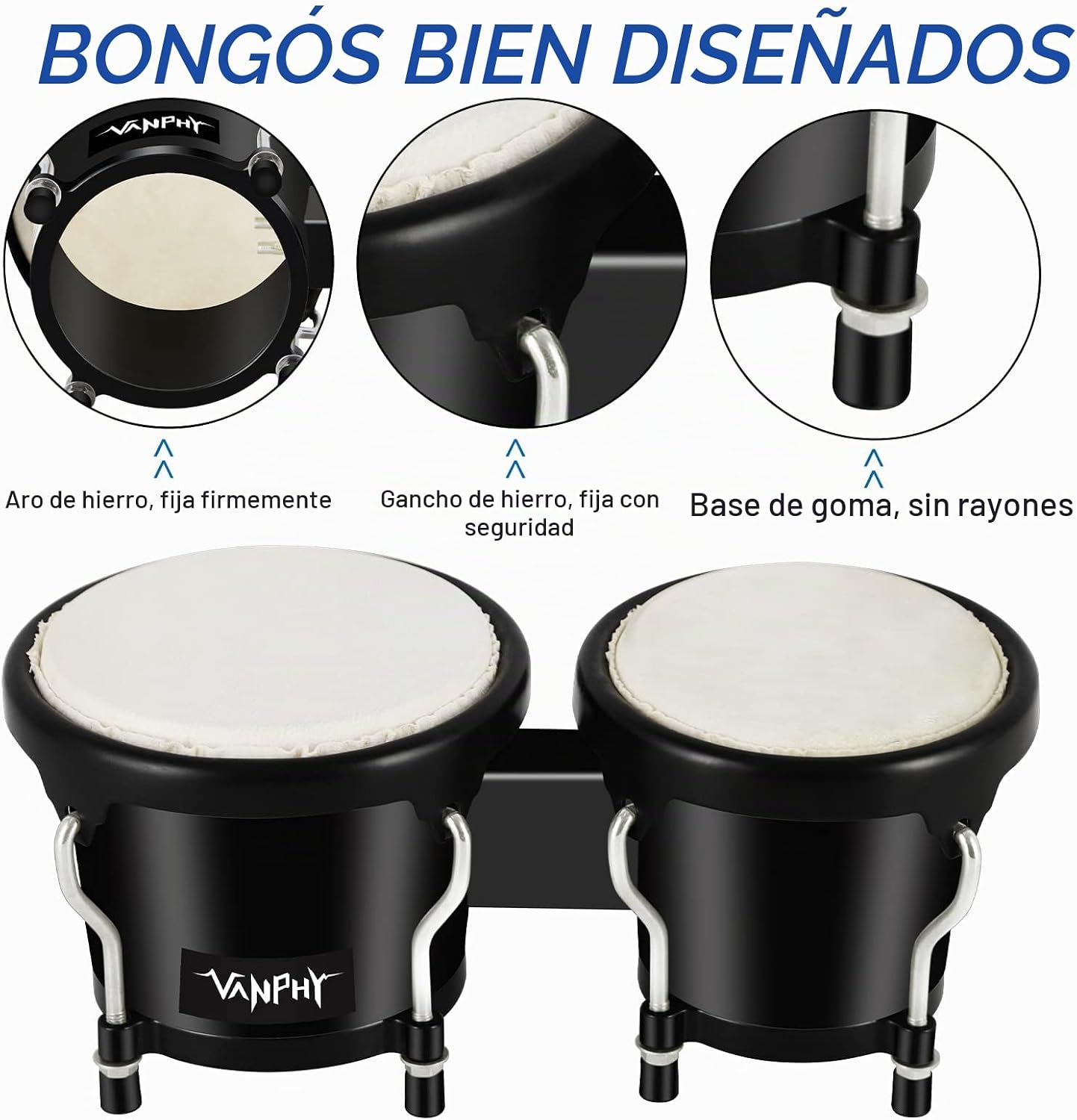 VANPHY Juego de Bongós de 4'' y 5'' para Adultos Pr...