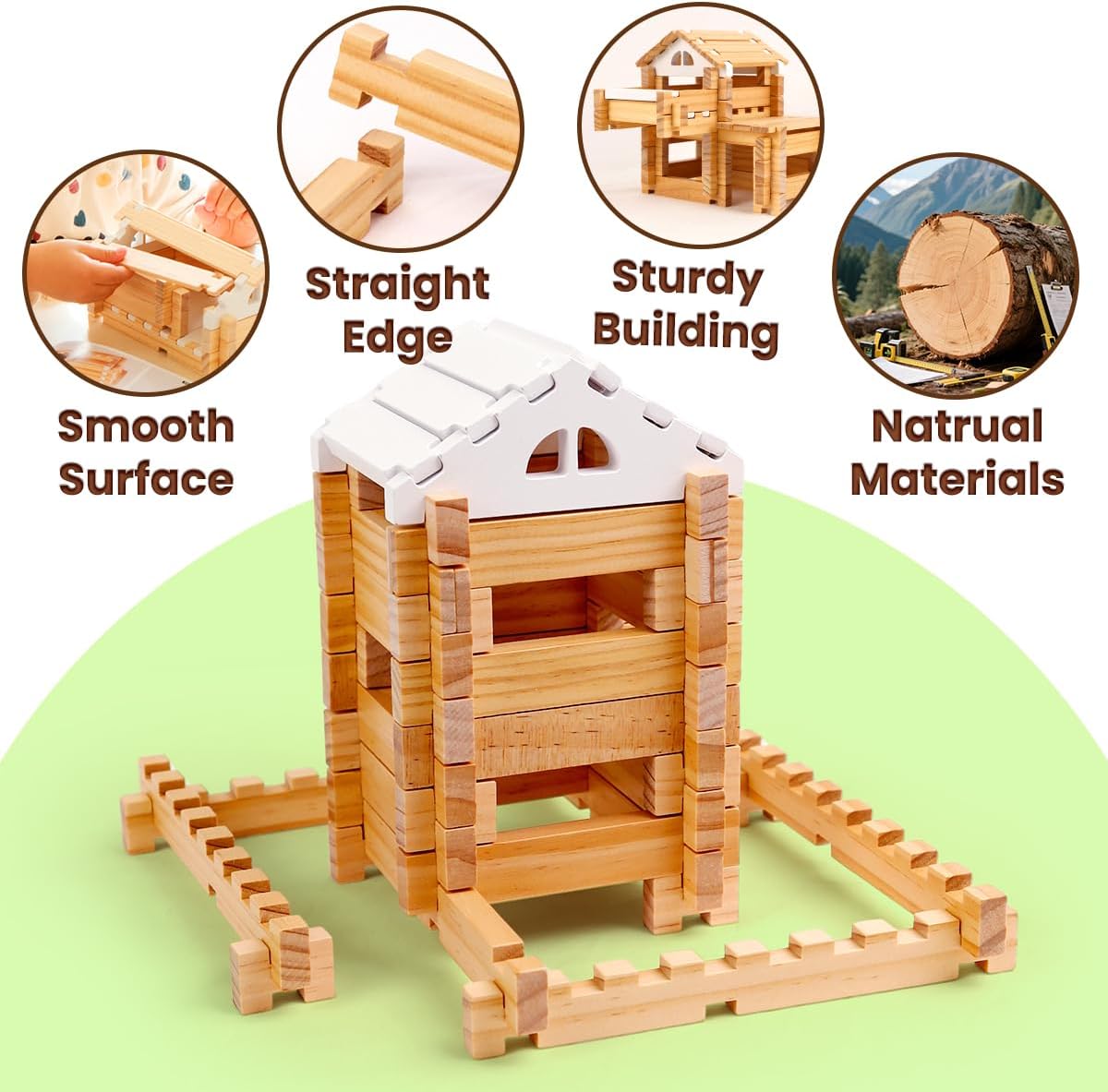 Jovi-mindly &amp;Notchies - Juego de 63 bloques de madera para prin...