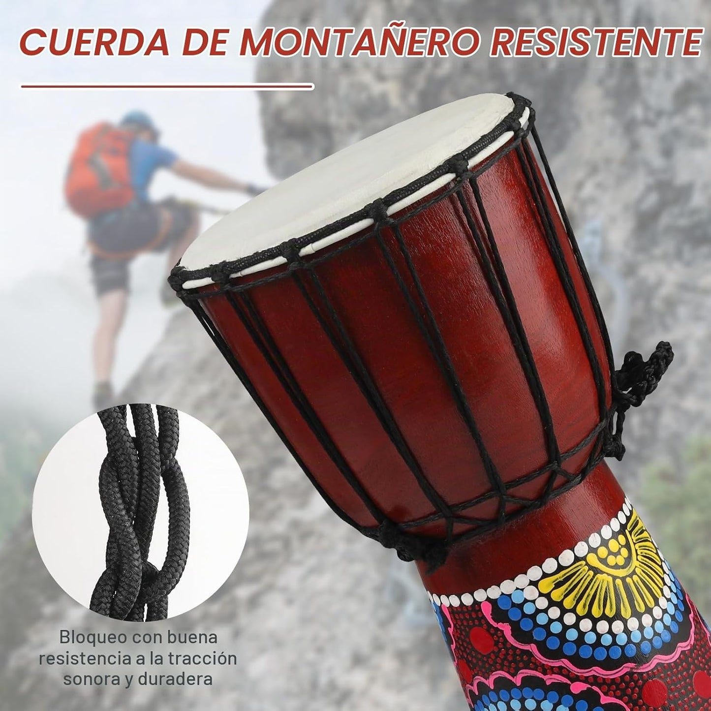 Tambor Djembe de madera, 6.5 x 12 pulgadas, tambores africanos de c...