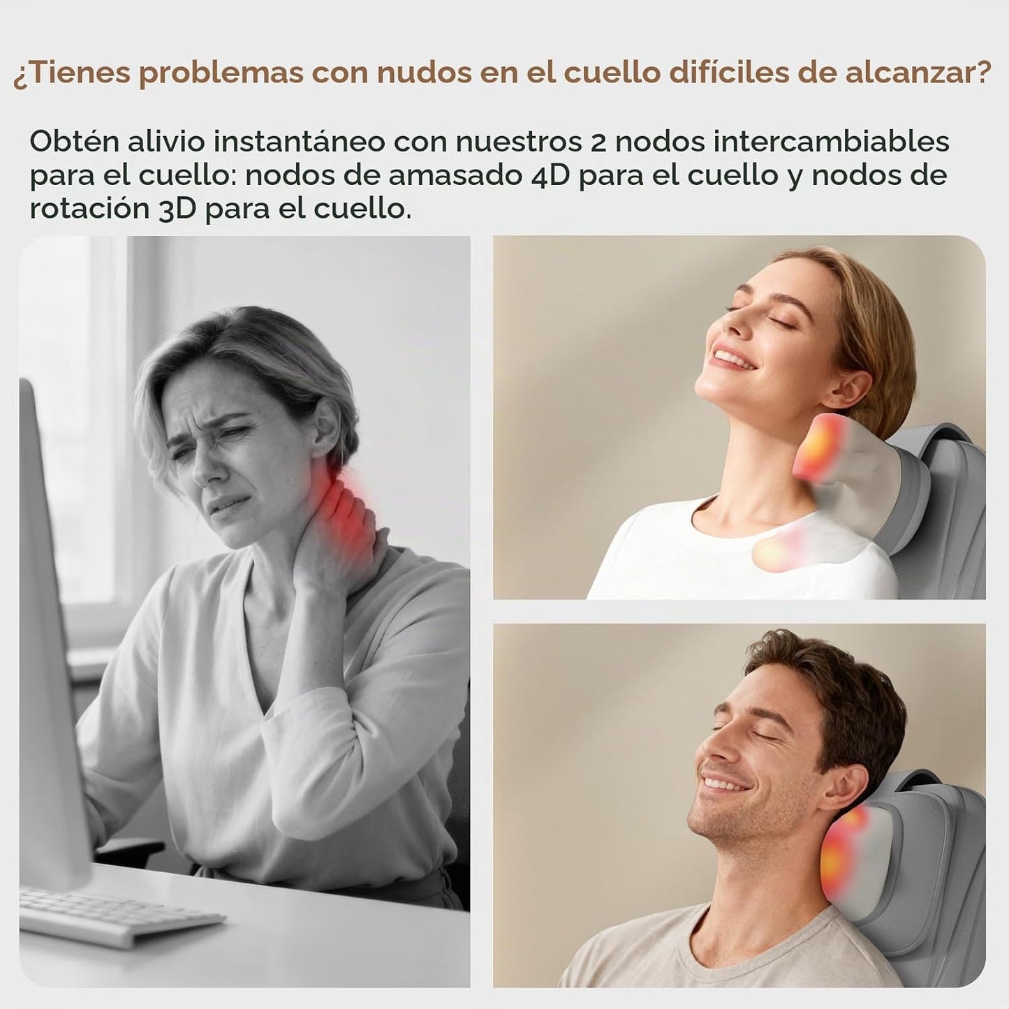 Rainwolf Cojín de Masaje Shiatsu para Cuello y Espalda con Calor -...