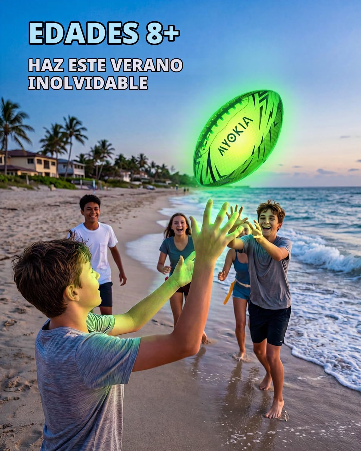 MYOKIA Pelota de fútbol recargable RGB con luz que brilla en la osc...