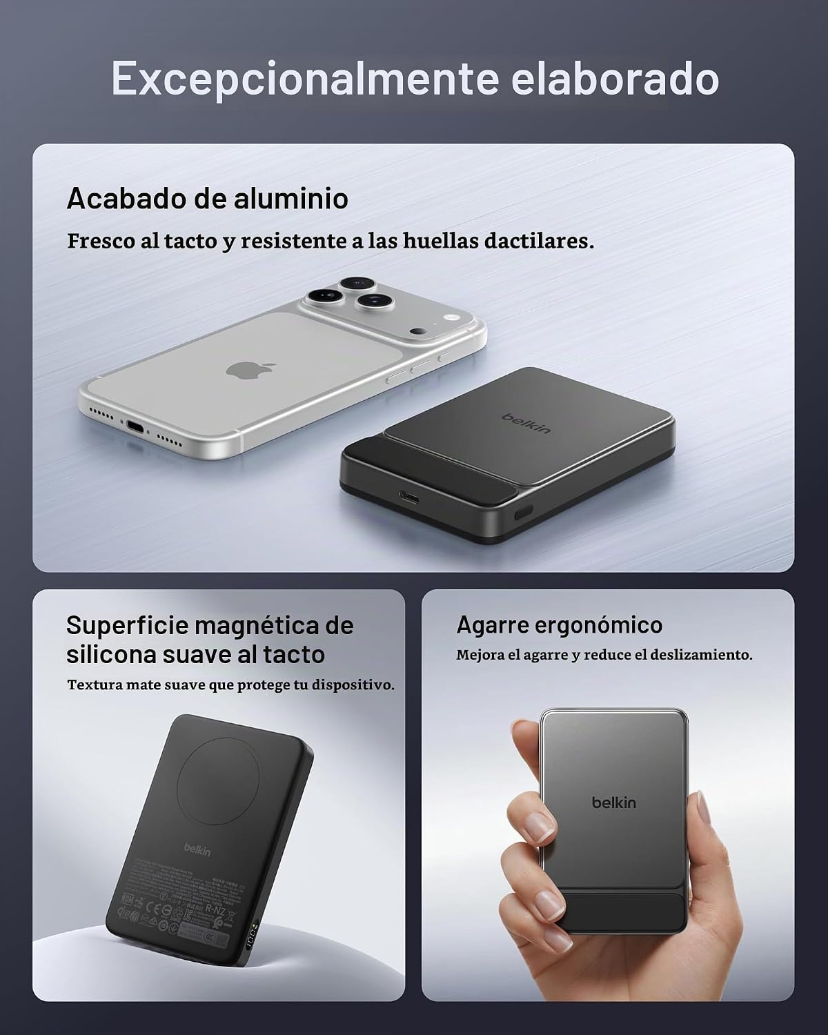 Belkin 10000mAh Qi2 25W Slim cargador portátil banco de energía con...
