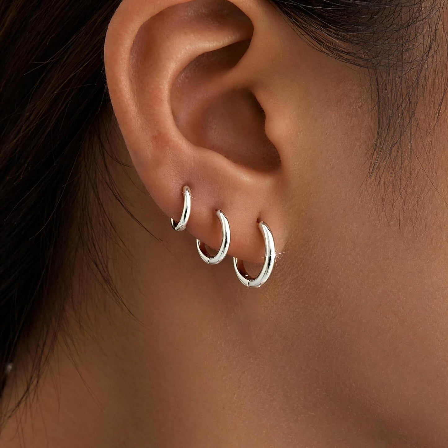 Juego de 3 pares de aretes de aro de oro para mujer, joyería de mod...