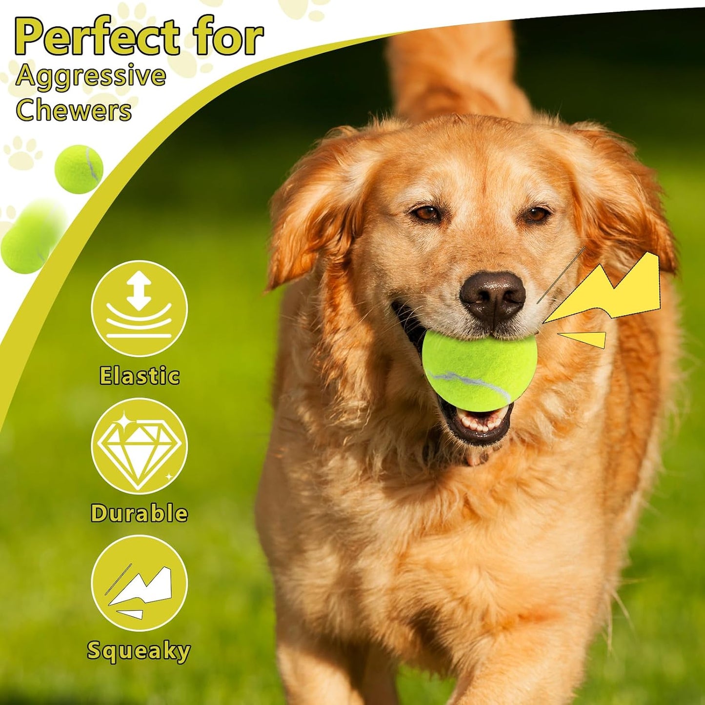 Swingers Pelotas de tenis chirriantes para perros, pelotas de tenis...