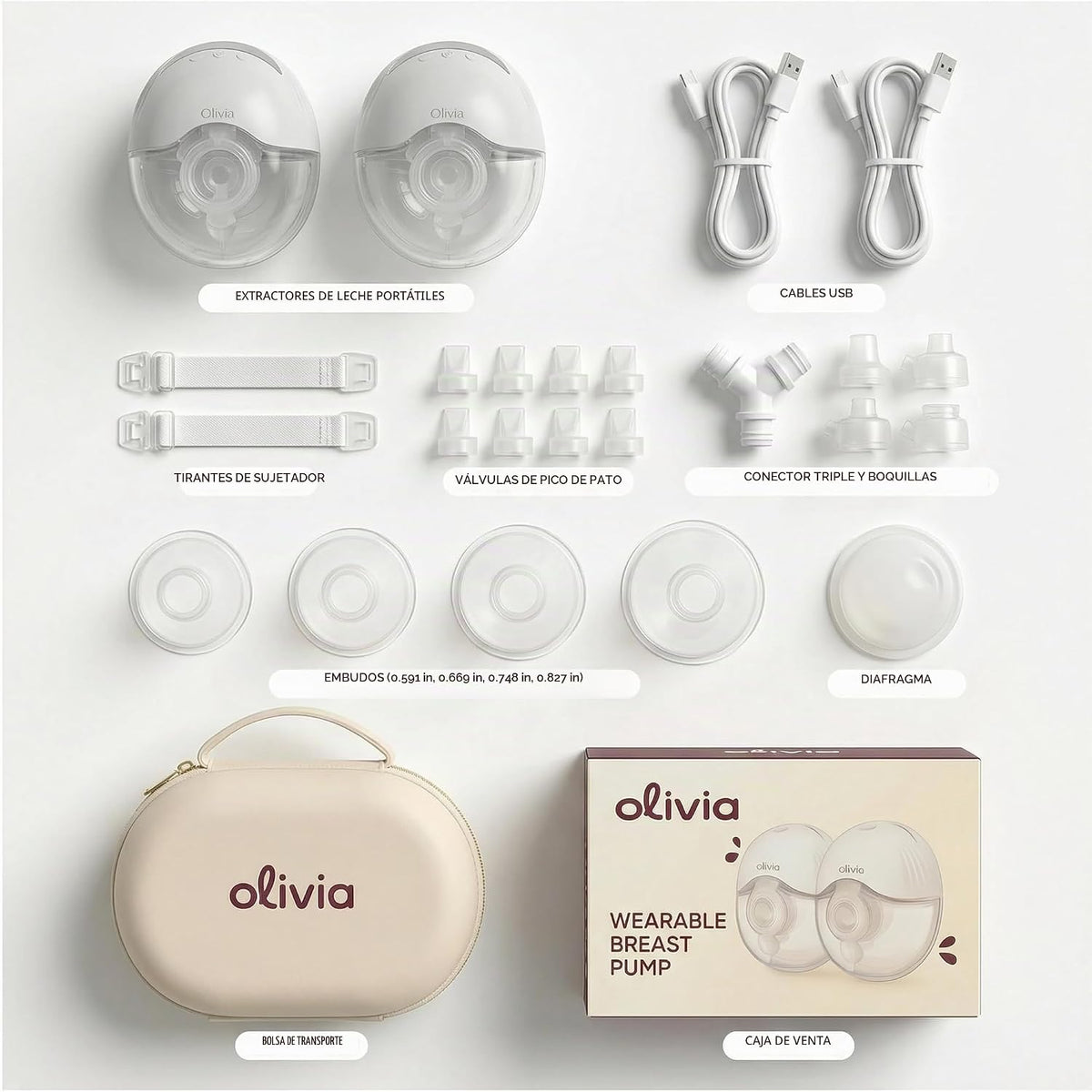 Olivia by Lolafo - Extractor de leche eléctrico portátil, manos lib...