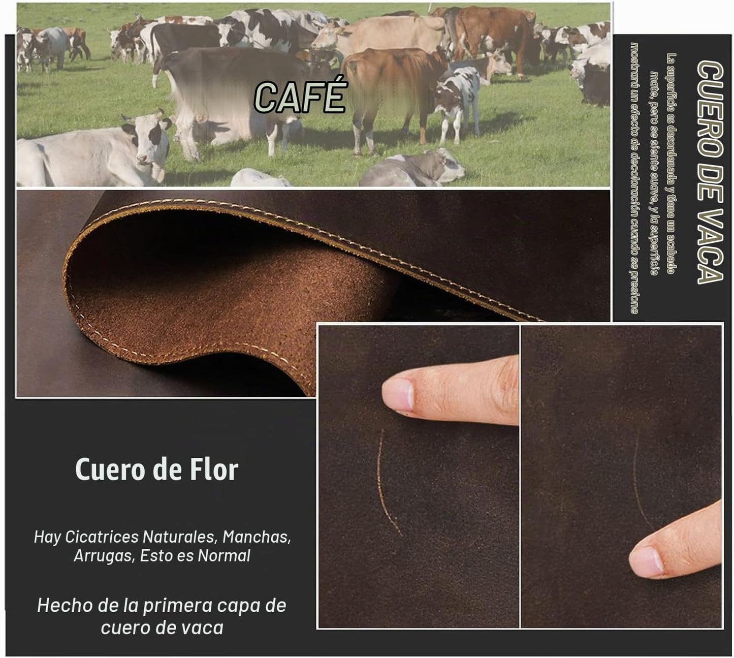 Cartera de cuero genuino de grano superior con correa de muñeca par...