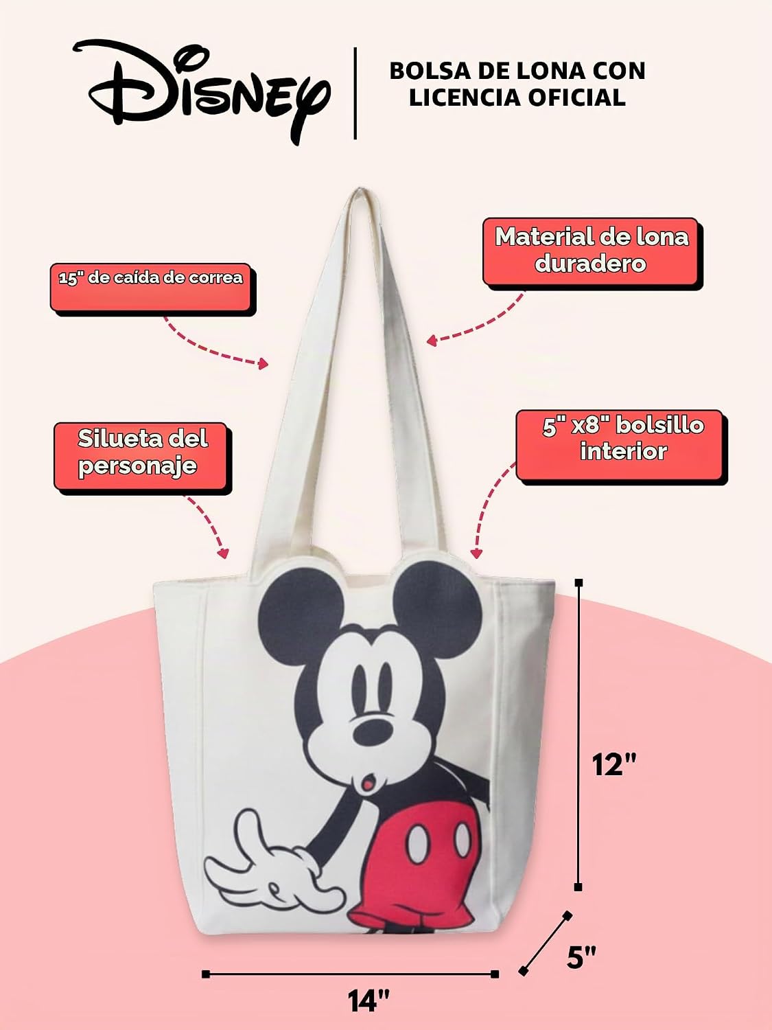 Disney Tote Pooh Eeyore Mickey Minnie Stitch Bolsa de lona