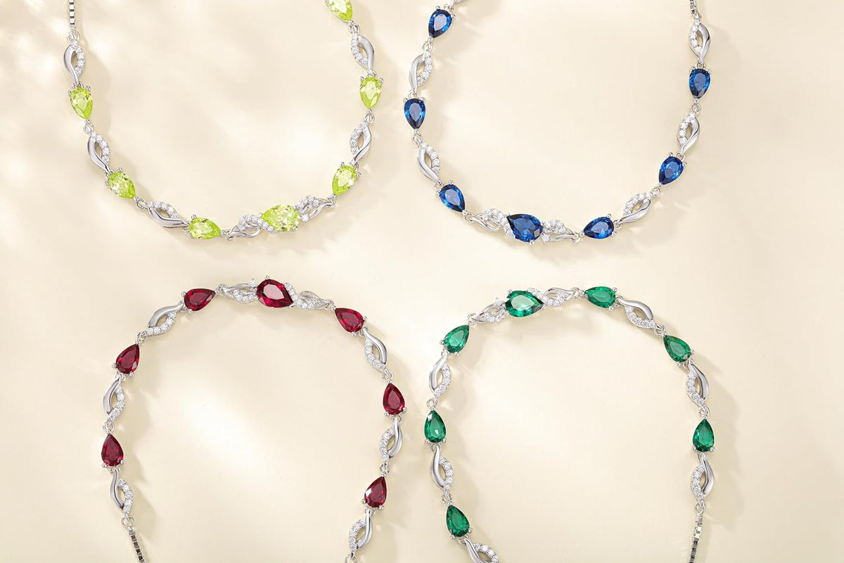 FANCIME Pulsera de piedra natal para mujer Pulsera de tenis ajustab...