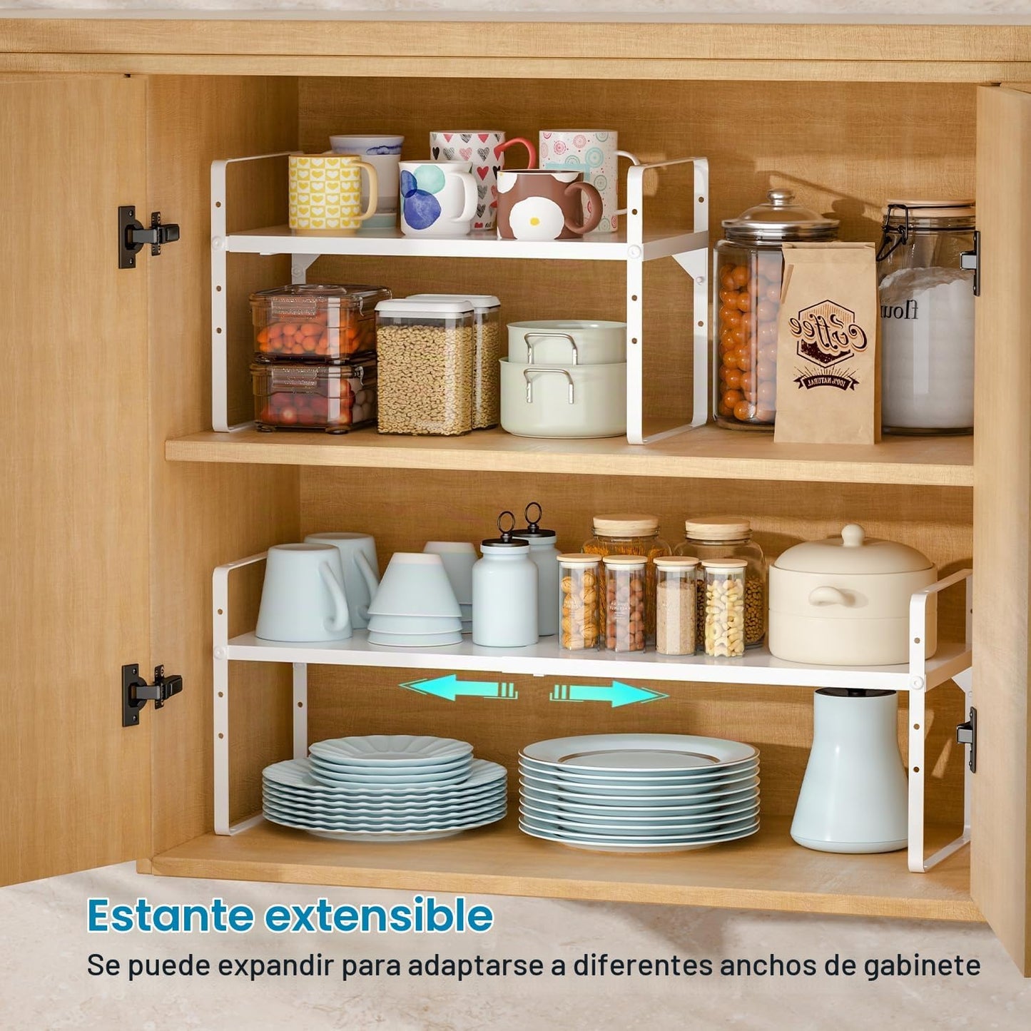 Organizadores de estantes de gabinete de cocina de 15.5 a 25.5 pulg...