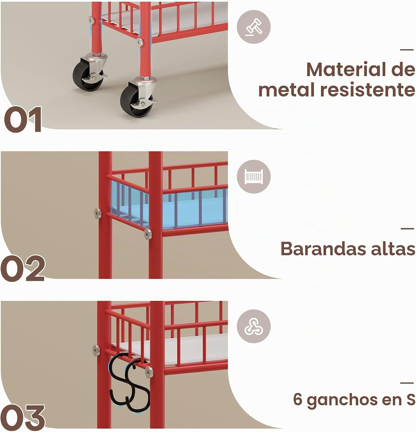 Qiaoxuan Carrito Rodante de Almacenamiento Delgado, Carrito Utilita...