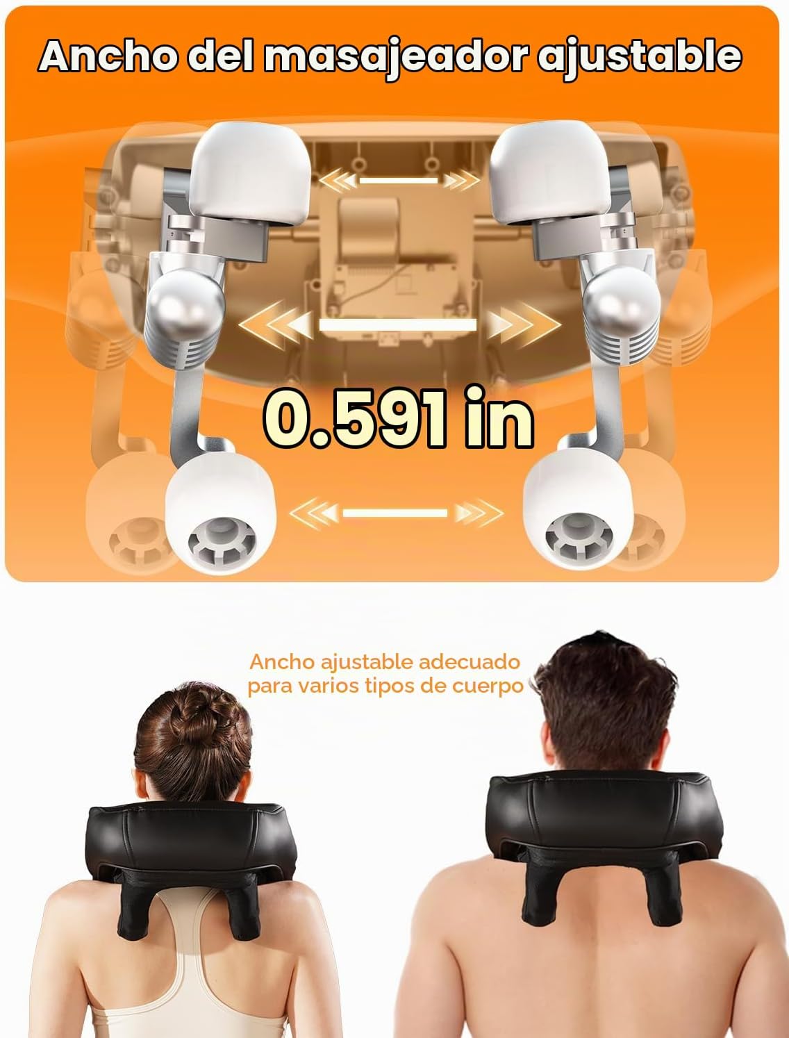 Shiatsu Masajeador de cuello con calor para aliviar el dolor de tej...