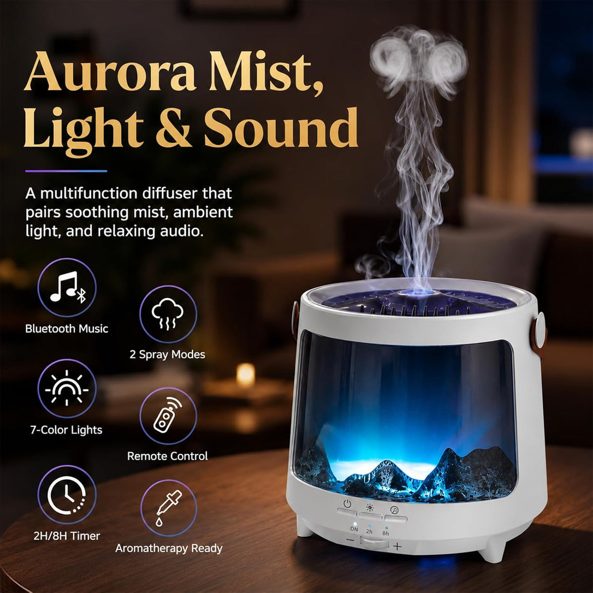 Medusa Aroma Difusor Auto-Off Cool Mist Humidificador para el hogar...