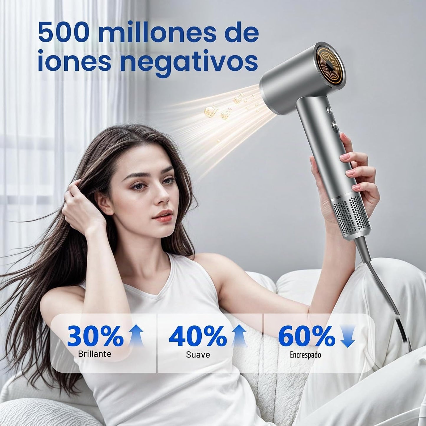 Secador de Pelo, Secador de Pelo Iónico Profesional para Secado Ráp...