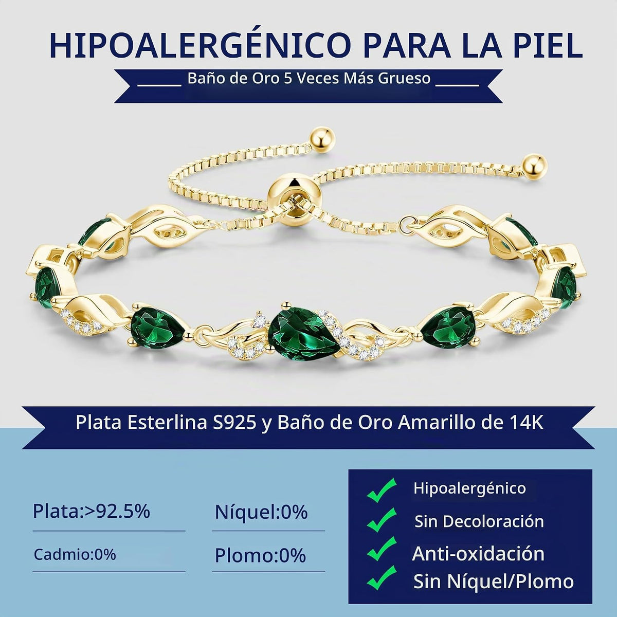 FANCIME Pulsera de tenis ajustable con piedra natal para mujer | Di...