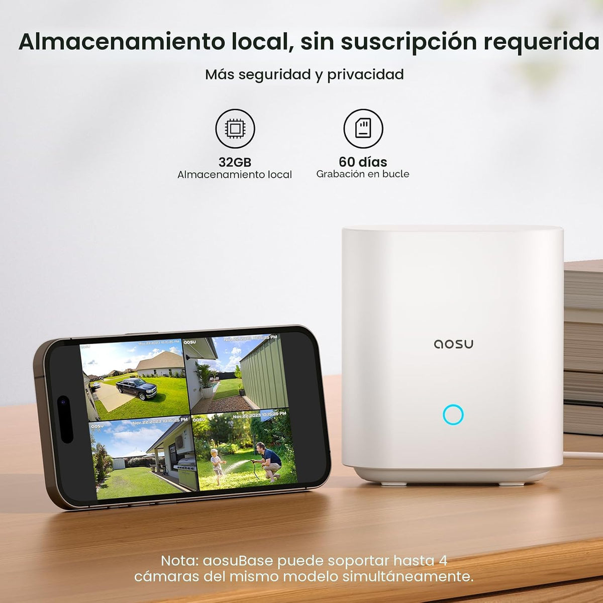 Cámaras de seguridad AOSU para exteriores inalámbricas, kit de 4 cá...