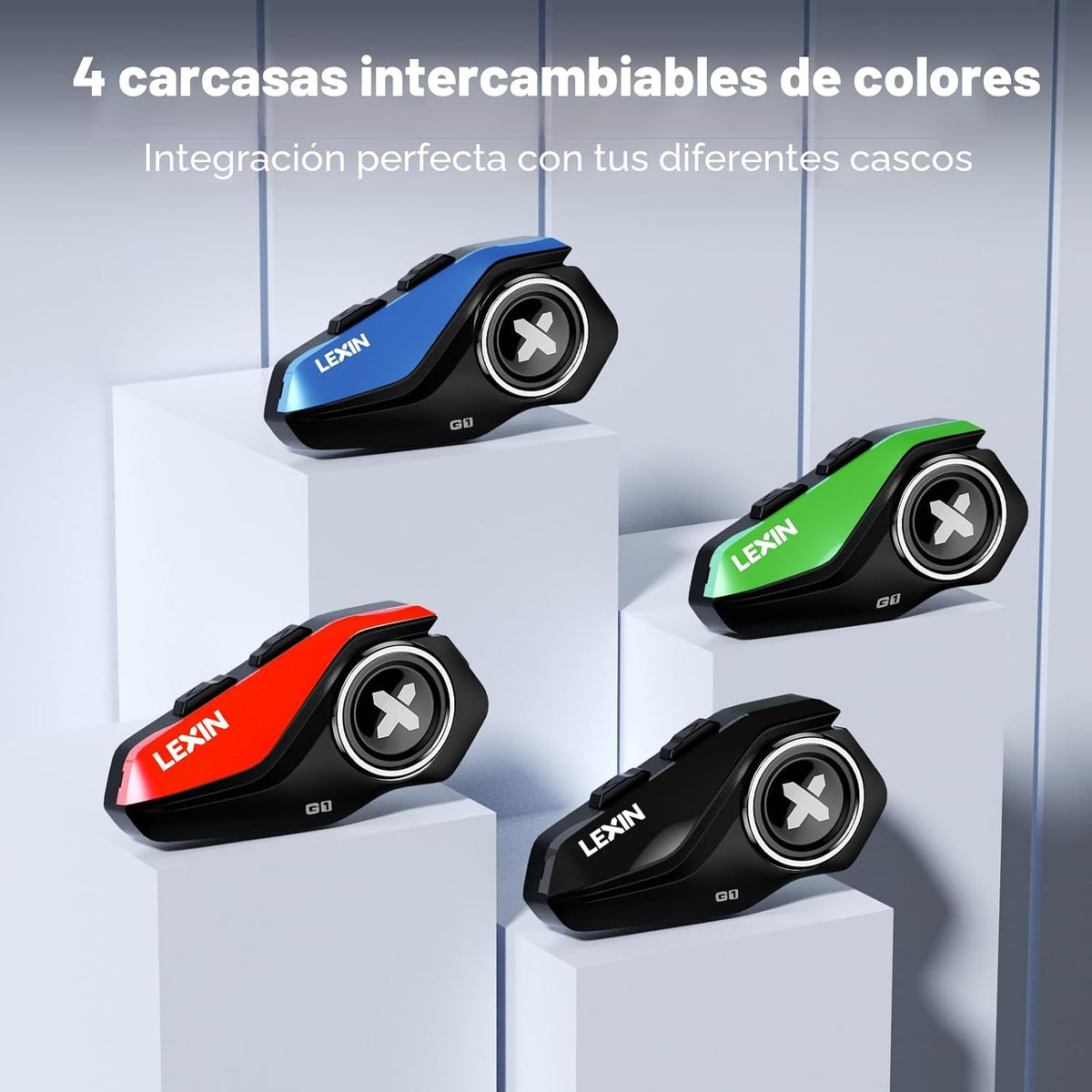 Lexin G1 - Audífonos Bluetooth para motocicleta, altavoces para cas...