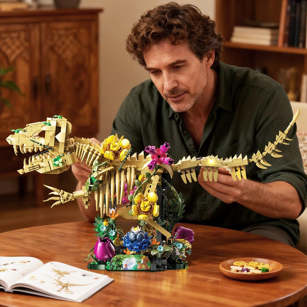 CUBIMANA Juego de construcción de flores fósiles de dinosaurios con...