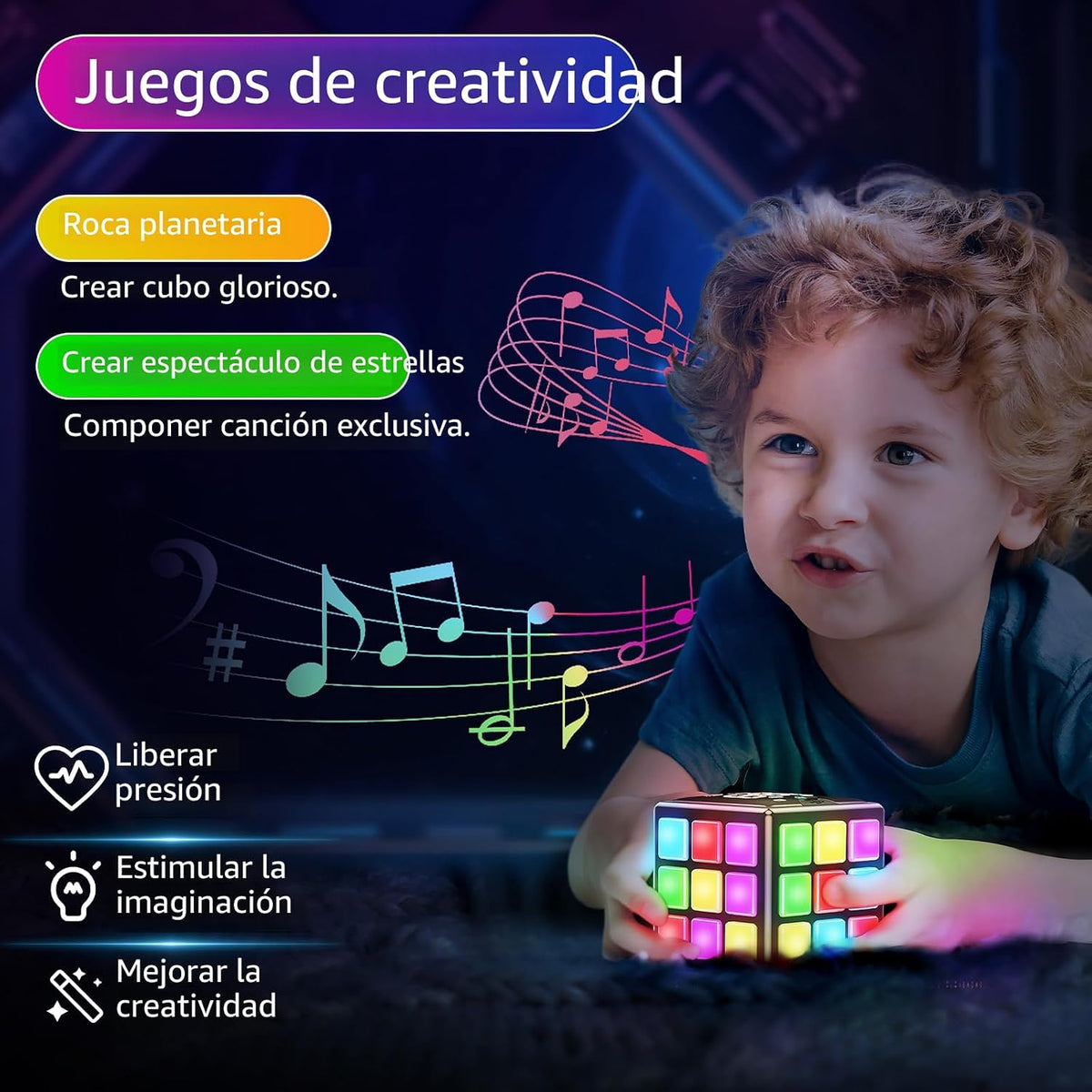 Niufunmal Cubo de rompecabezas recargable con juegos, 15 divertidos...