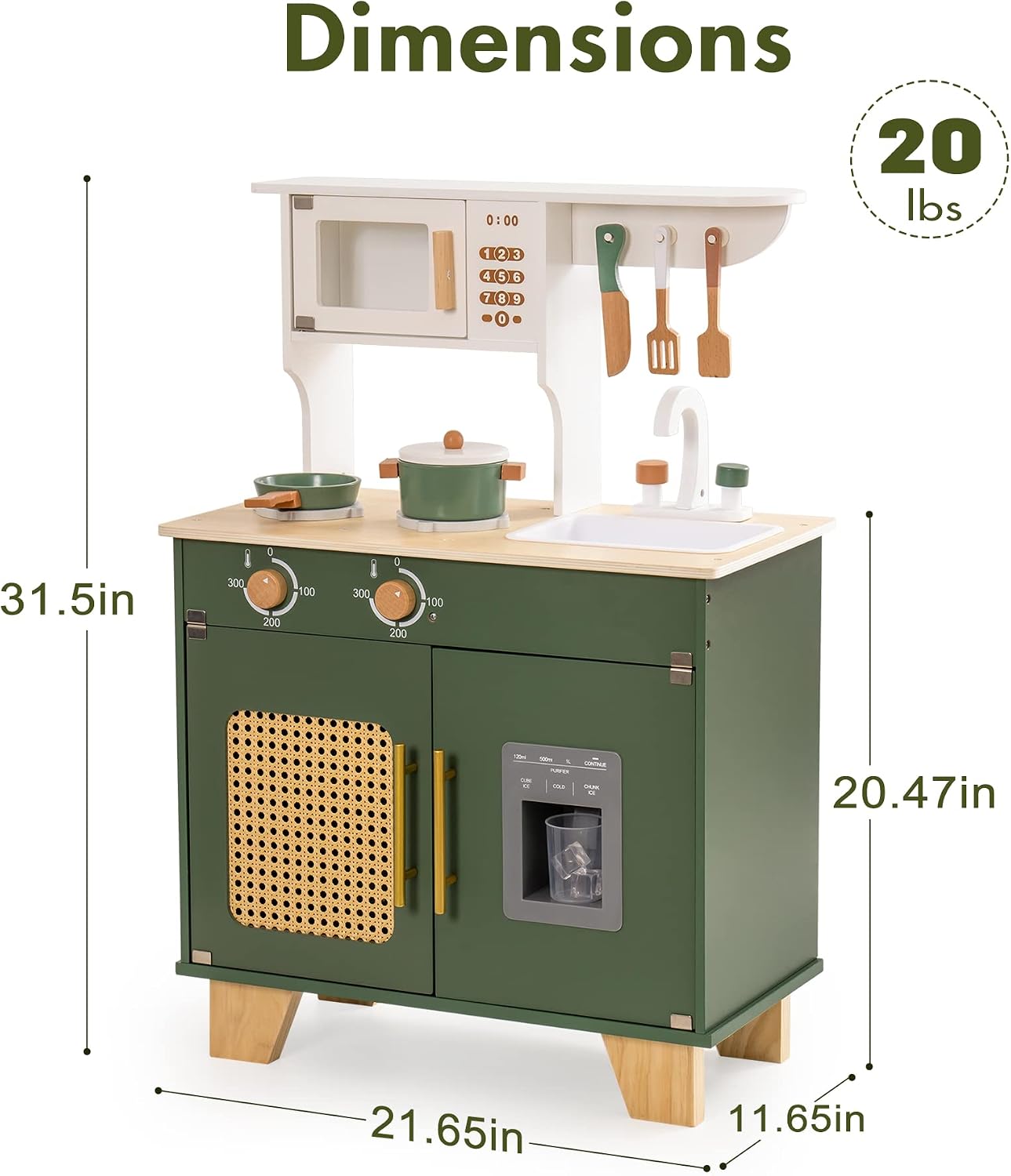 ROBOTIME Juego de cocina con dispensador de cubitos de hielo simula...