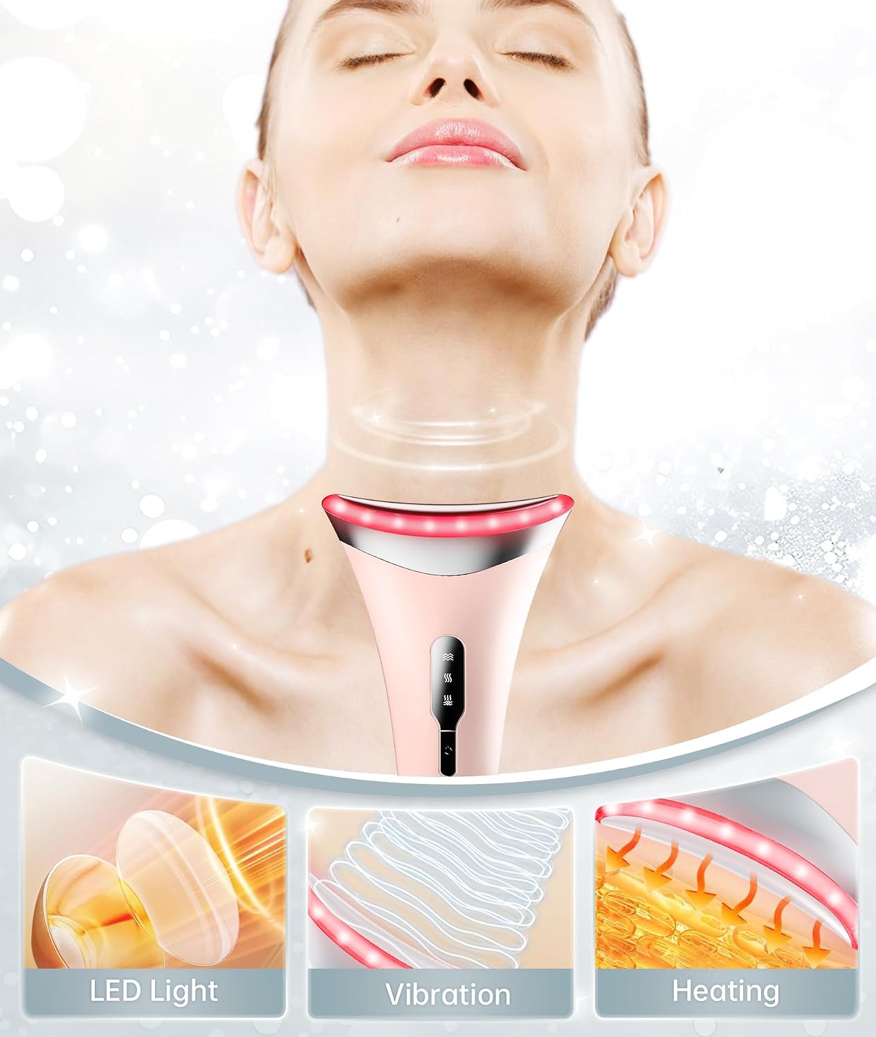 Dopsikn Masajeador facial de terapia de luz de 7 colores con vibrac...
