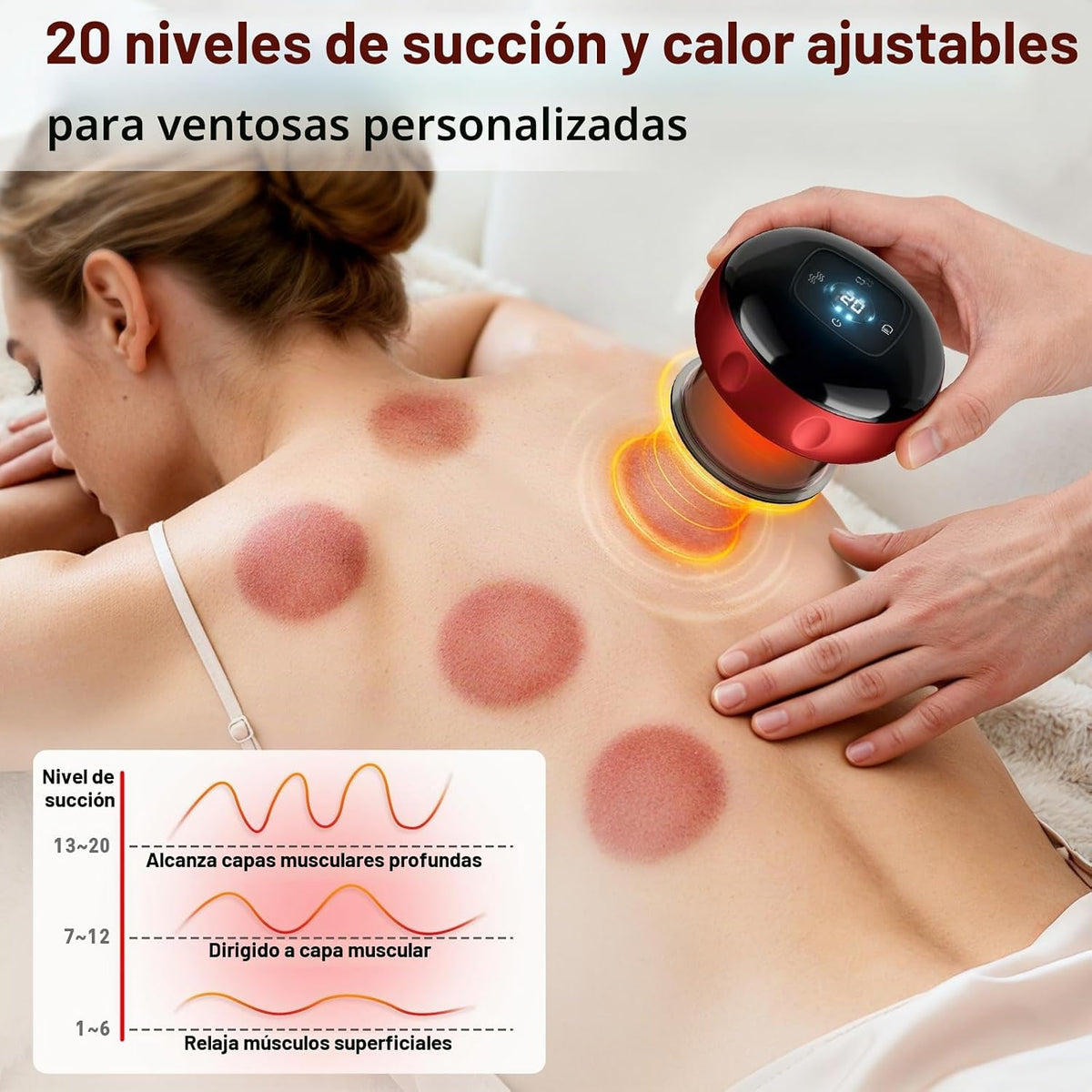 Cakoutanb Juego de 8 ventosas, masajeador inteligente de ventosas,...