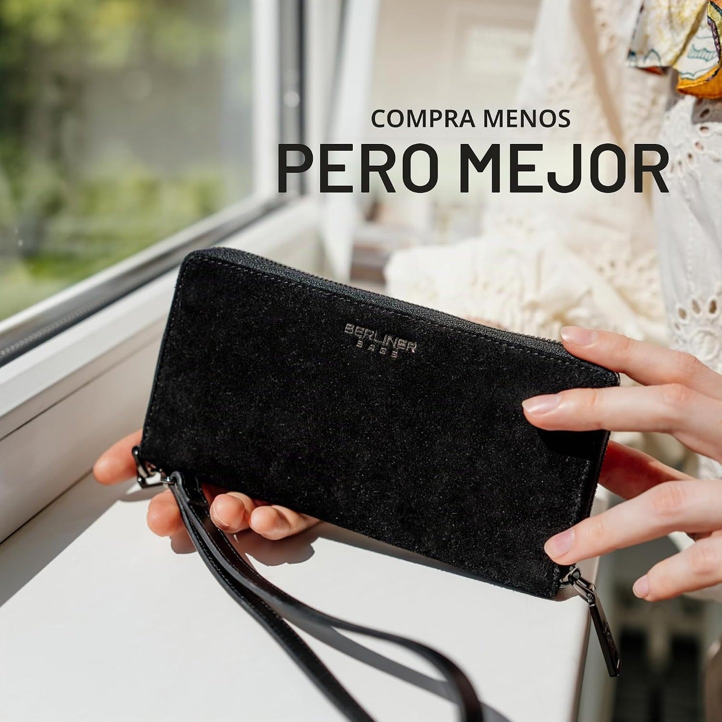 BERLINER BAGS Cartera Lyon de piel auténtica de alta calidad, con b...