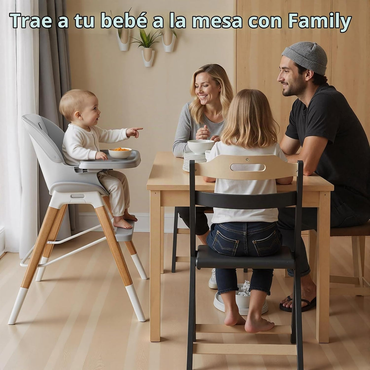 GAIVE Silla alta convertible de madera 8 en 1, silla alta ajustable...