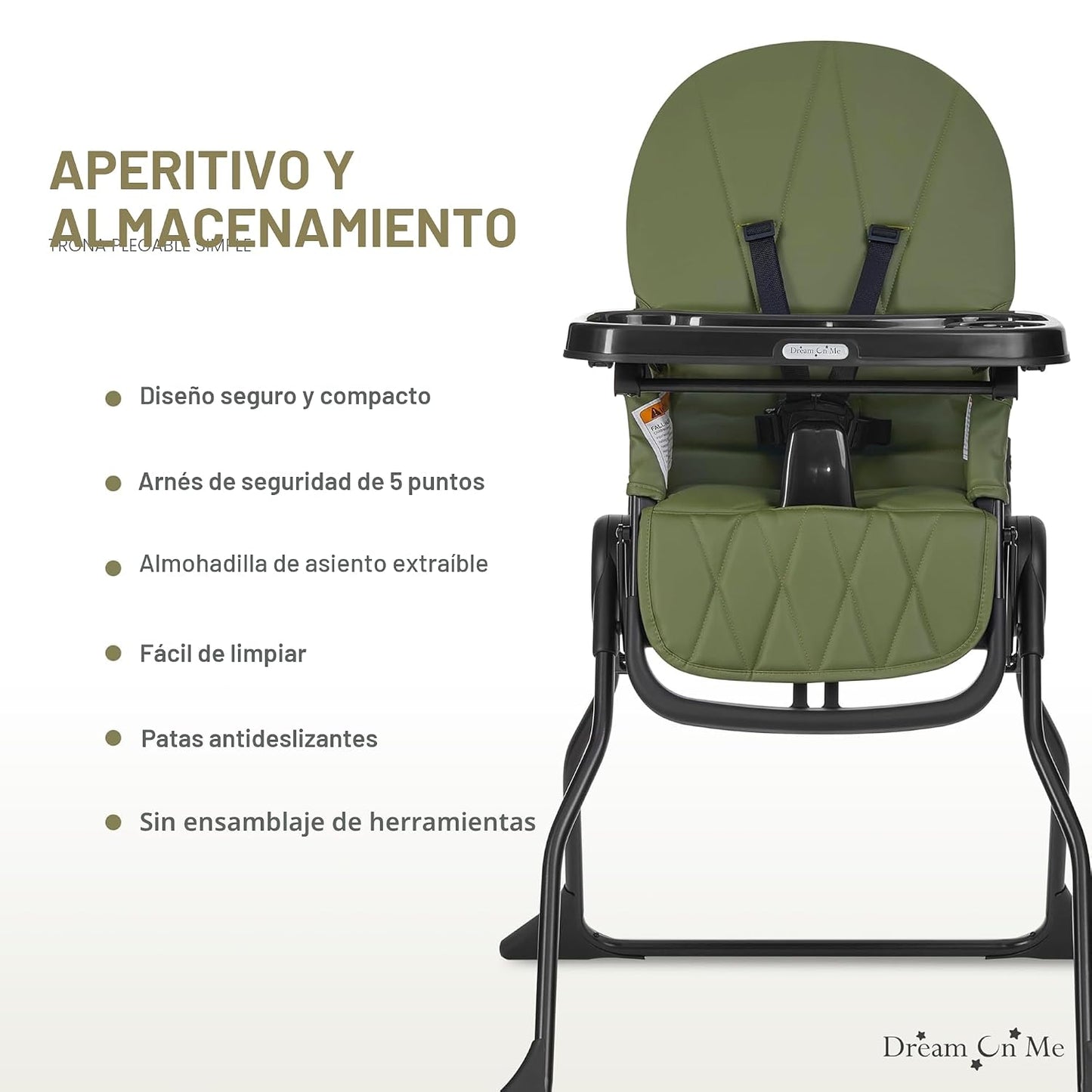 Dream On Me Trona Snack y Stow | Silla de alimentación ajustable co...