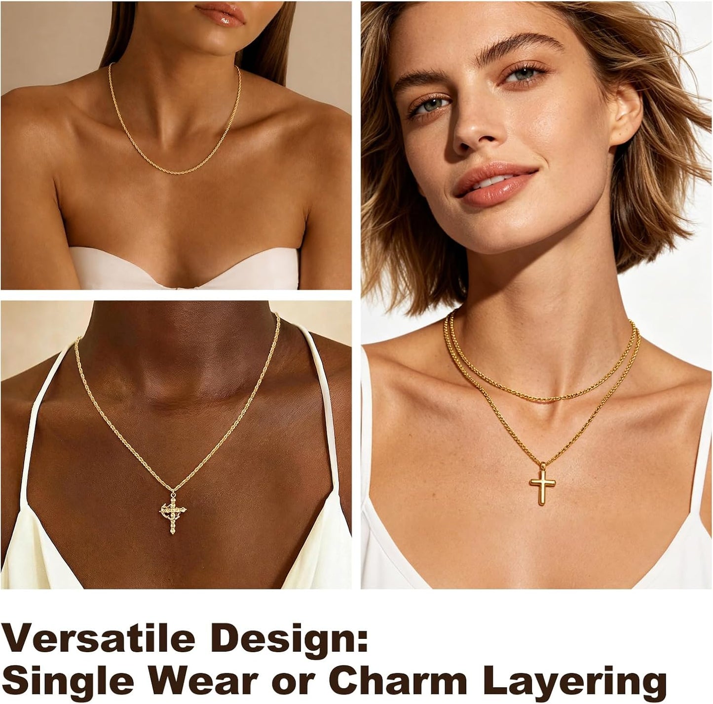 WishChic Cadena de cuerda de 0.079 in de plata de ley 925 para muje...