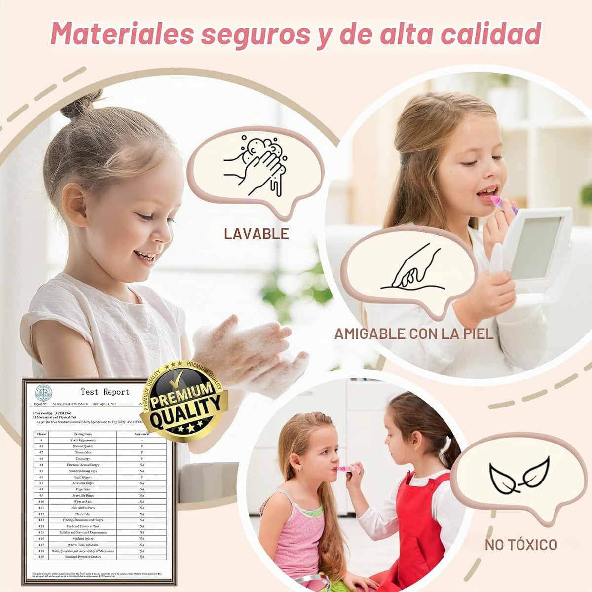Kit de maquillaje lavable y no tóxico para niñas, juego de juguetes...