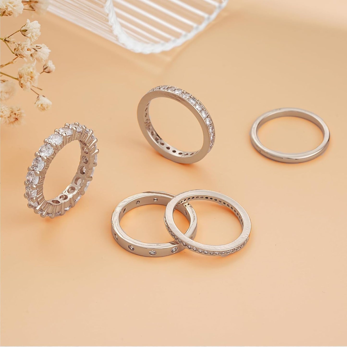 Anillos de oro para mujer sin deslustre, juego de anillos de nudill...