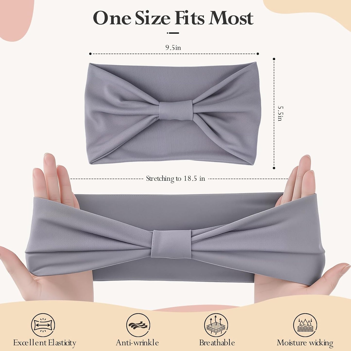 HSEM Diademas para mujer, bandas elásticas anchas para la cabeza, b...