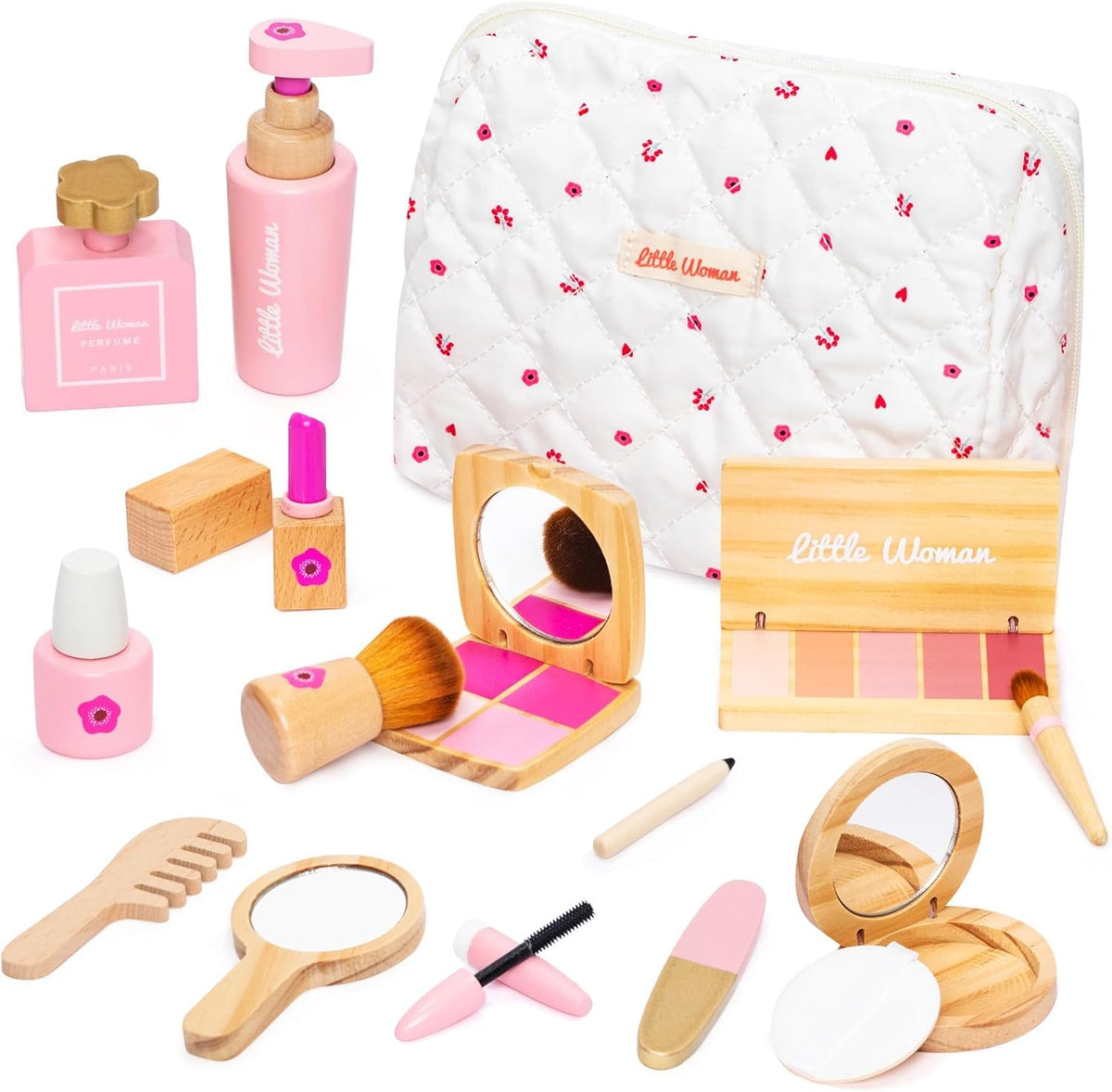 Juego de juguetes de maquillaje de madera para niñas, kit de maquil...