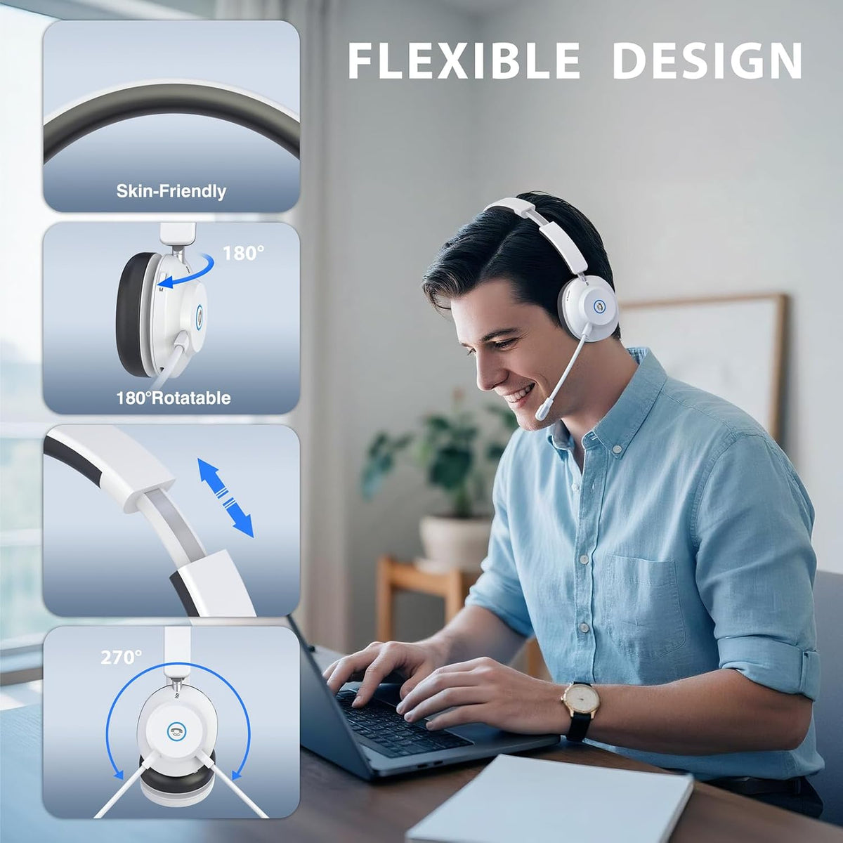 Auriculares inalámbricos con micrófono, auriculares Bluetooth con |...