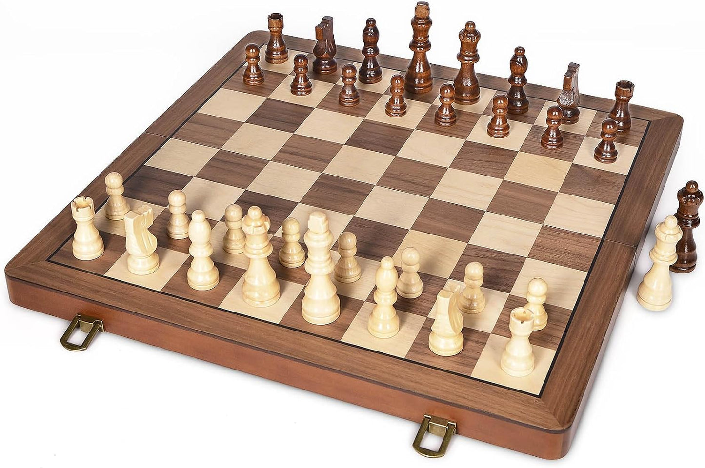 ELONGDI Juego de ajedrez de madera de 15" con piezas magnéticas...