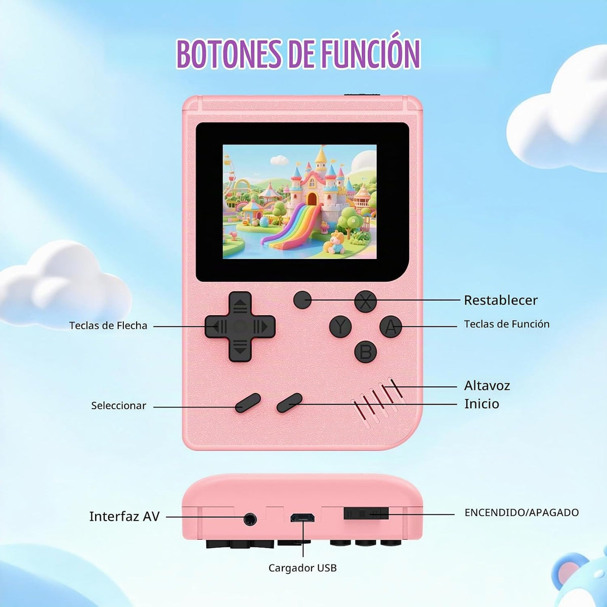 Mini consola de juegos portátil con pantalla IPS de 3.0 pulgadas, c...