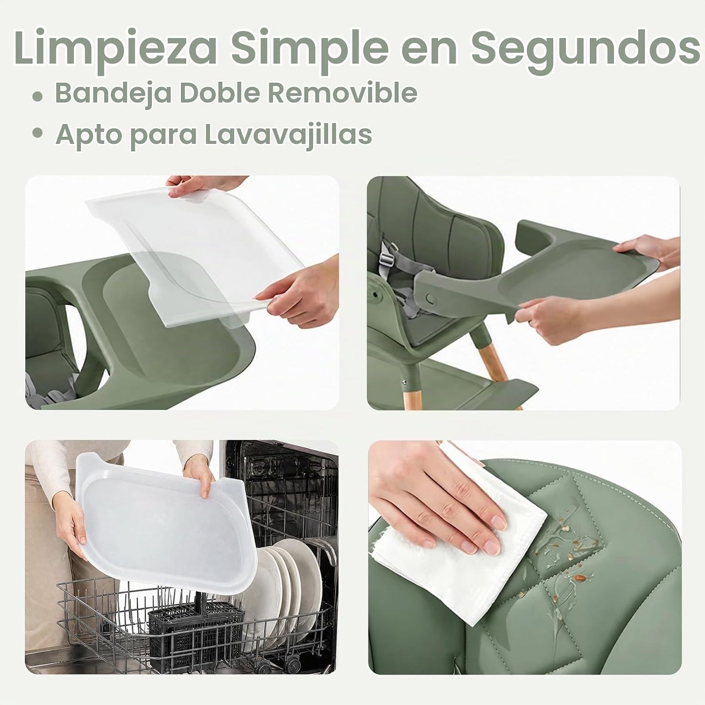 Dream On Me NibbleNest - Silla alta de madera 6 en 1, bandeja extra...