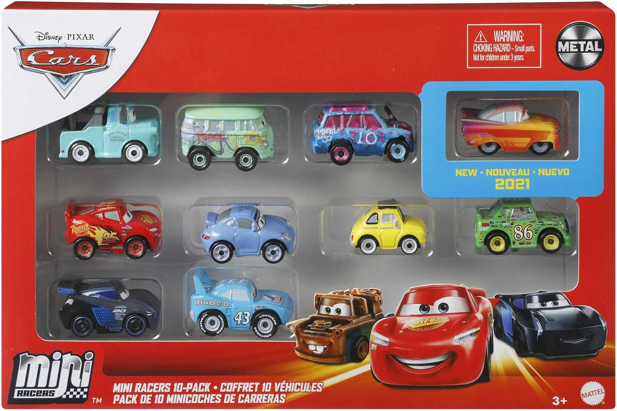 Mattel Disney Pixar Cars Mini Racers, paquete de 10 vehículos colec...