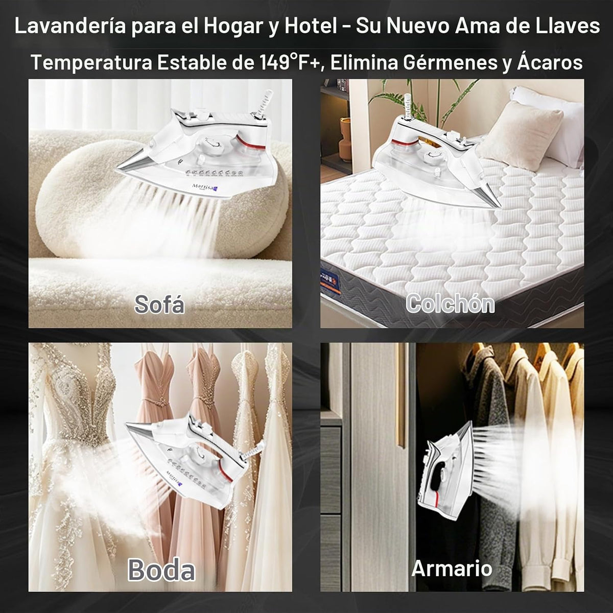 Martisan Plancha de vapor para ropa, 1800 W, suela de nano cerámica...
