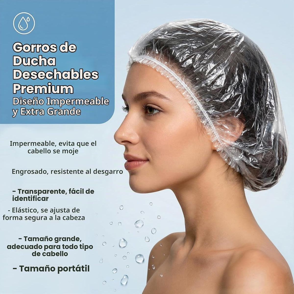 MAQIHAN 100 gorros de ducha desechables grandes \u2013 20.5 pulgada...