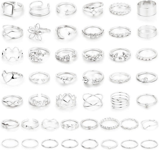 CHICUTIE Juego de anillos dorados para nudillos para mujeres, apila...