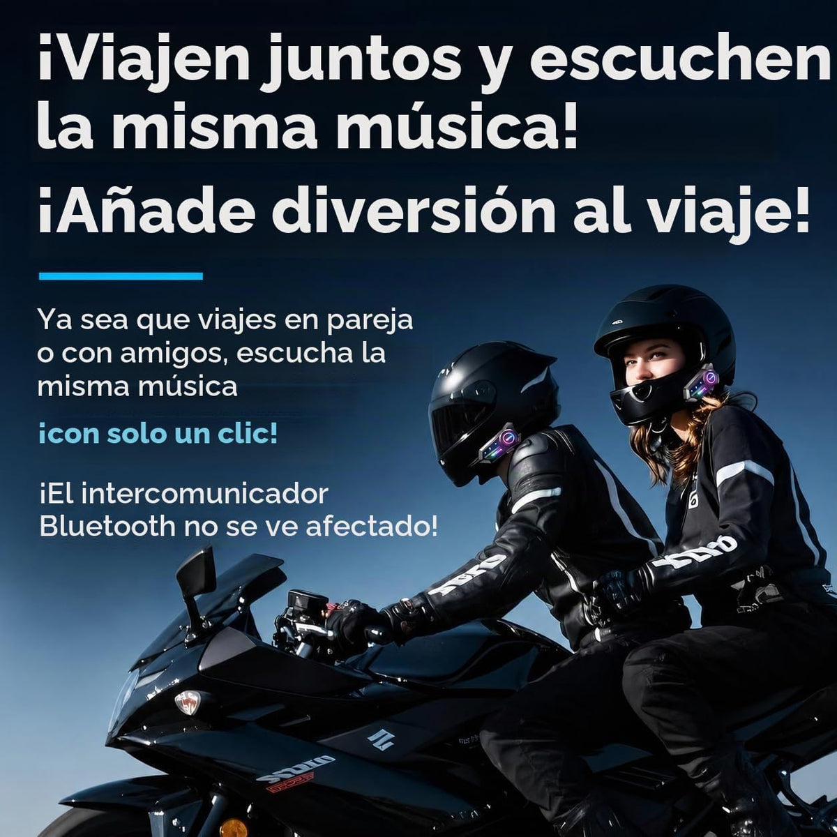 PUSABIYOU Auriculares Bluetooth para motocicleta con micrófono, sis...